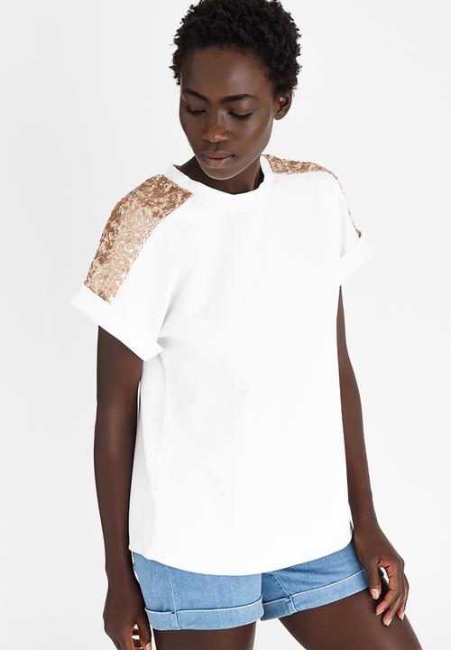 STYLE REPUBLIC - Sequin Inset T-shirt White