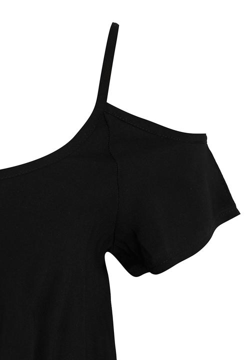 Rebel Republic - Mid Waist Dress with Cold Shoulder Black