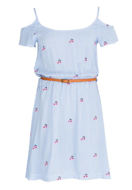 Rebel Republic - Mid Waist Dress with Cold Shoulder Multi-colour