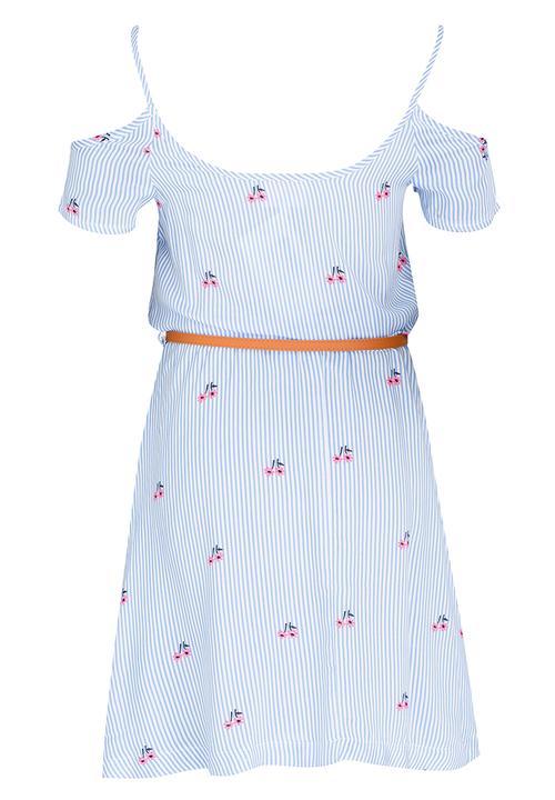 Rebel Republic - Mid Waist Dress with Cold Shoulder Multi-colour