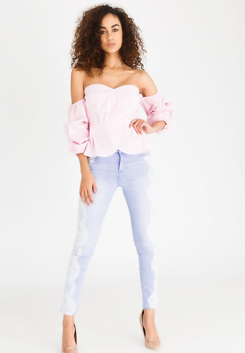 SISSY BOY - Peplim Bardot Top Pale Pink
