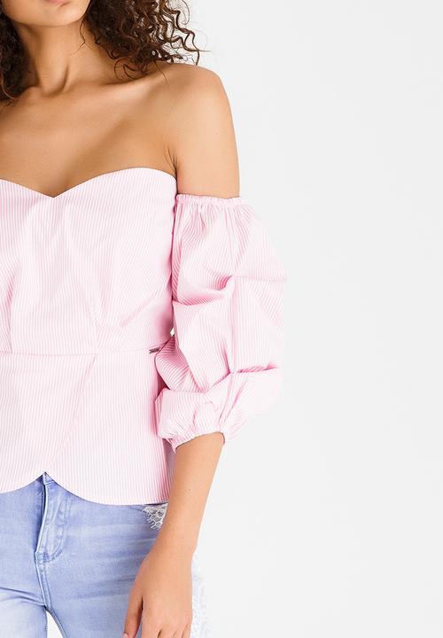 SISSY BOY - Peplim Bardot Top Pale Pink