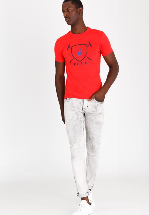 POLO - Classic Printed Crew Neck T Shirt Red