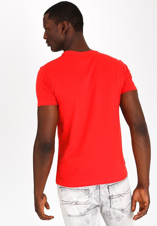 POLO - Classic Printed Crew Neck T Shirt Red