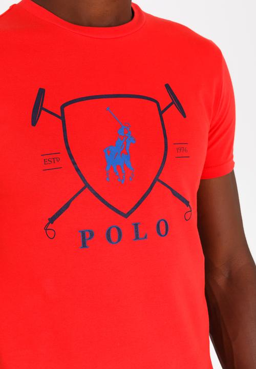 POLO - Classic Printed Crew Neck T Shirt Red
