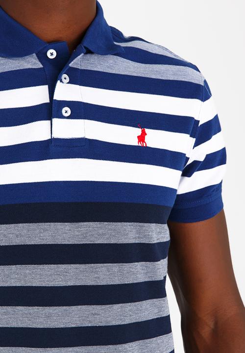 POLO - Engineered Stripe Pique Golfer Navy