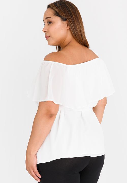 Marique Yssel - Off-Shoulder Frill Top White