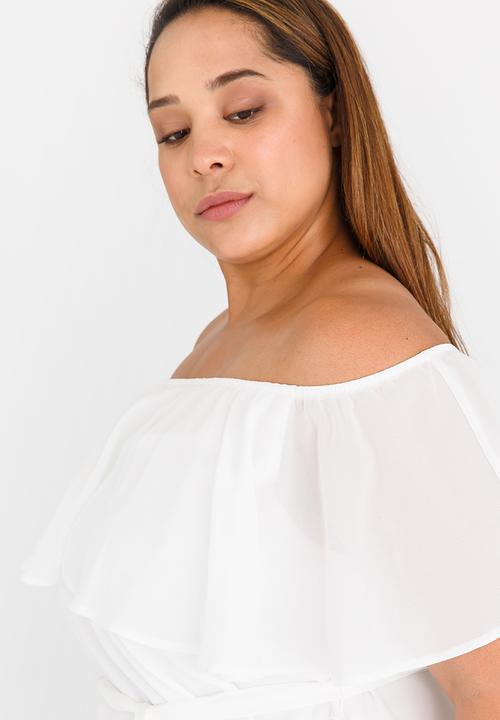 Marique Yssel - Off-Shoulder Frill Top White