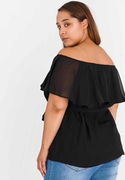 Marique Yssel - Off-shoulder Frill Top Black