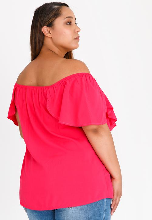 edit Plus - Front Frill Top Mid Pink