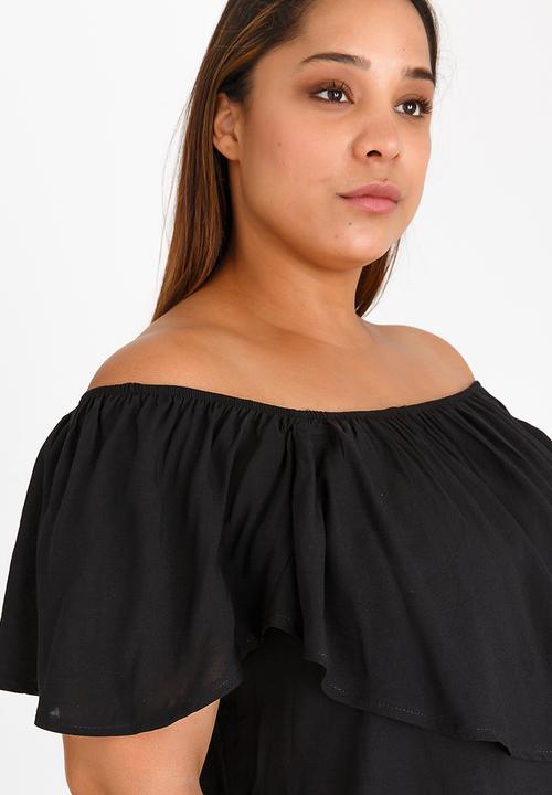 edit Plus - Front Frill Top Black