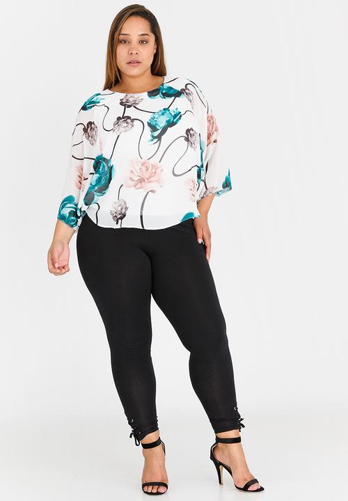 edit Plus - Overlay Printed Blouse Green