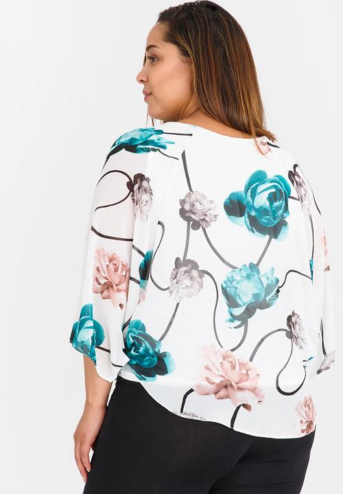 edit Plus - Overlay Printed Blouse Green
