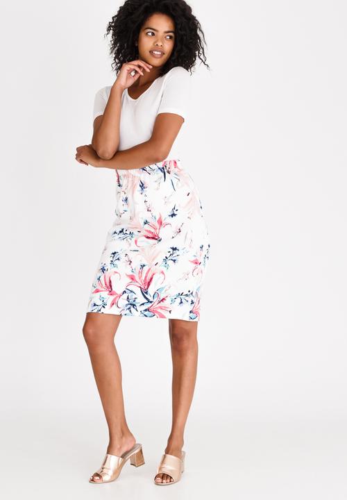 cath.nic - Printed Pencil Skirt Cream
