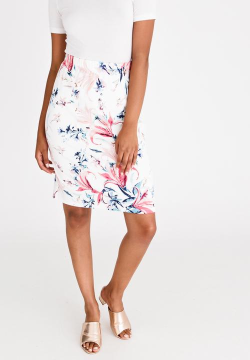 cath.nic - Printed Pencil Skirt Cream