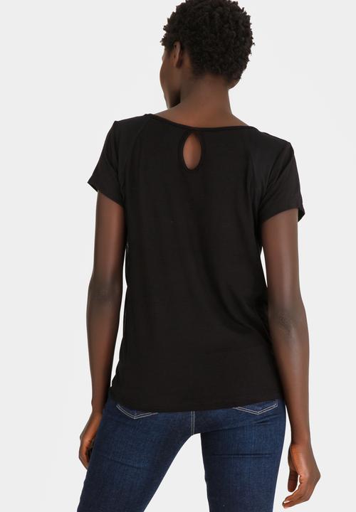 edit - Woven and Knit Combo Tee Black