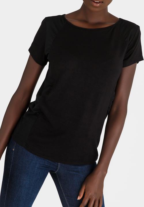 edit - Woven and Knit Combo Tee Black
