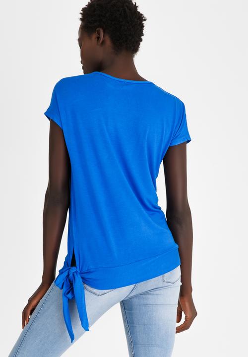 edit - Side-tie Detail Knit Top Blue