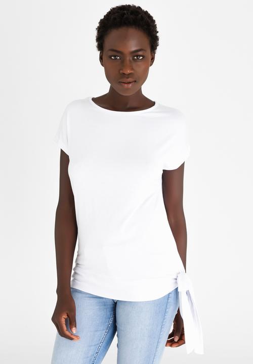 edit - Side-tie Detail Knit Top White