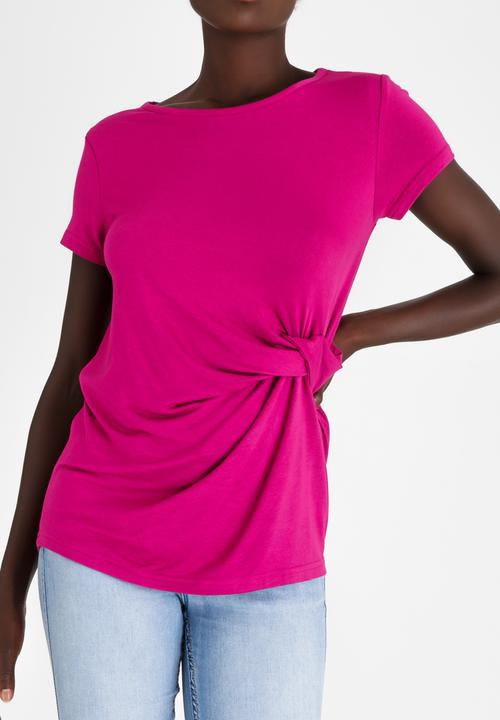 edit - Knot Detail  T-Shirt Magenta