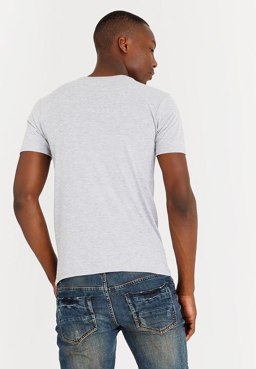 GUESS - Basic Orange Pop Crew Tee Grey Melange