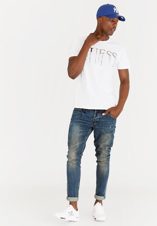 GUESS - Basic Spliced Logo Crew Tee White