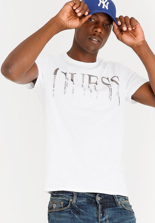 GUESS - Basic Spliced Logo Crew Tee White