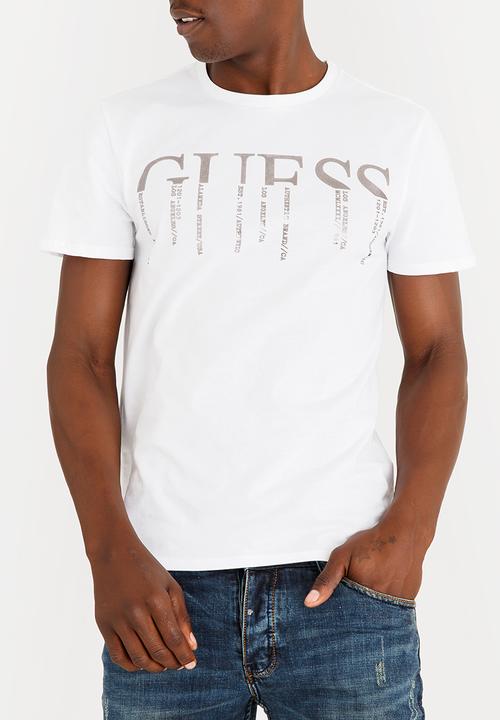 GUESS - Basic Spliced Logo Crew Tee White