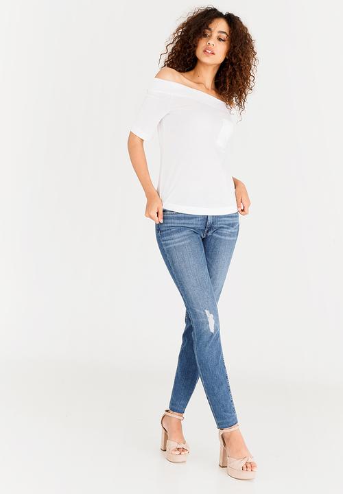 GUESS - Acme Off-the-Shoulder Top White
