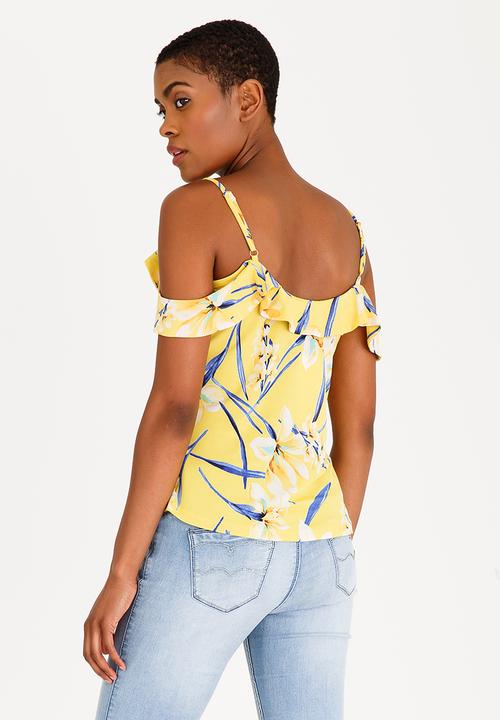 SISSY BOY - Ruffle Cut-out Detail Top Yellow