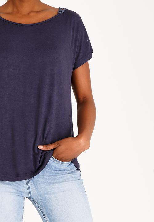 edit - Back Crochet Top Navy