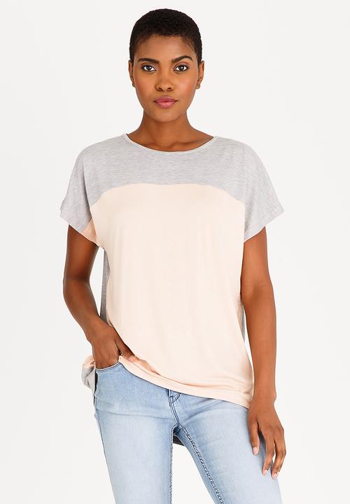 edit - Colour block top - grey & pink 