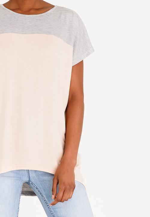 edit - Colour block top - grey & pink 