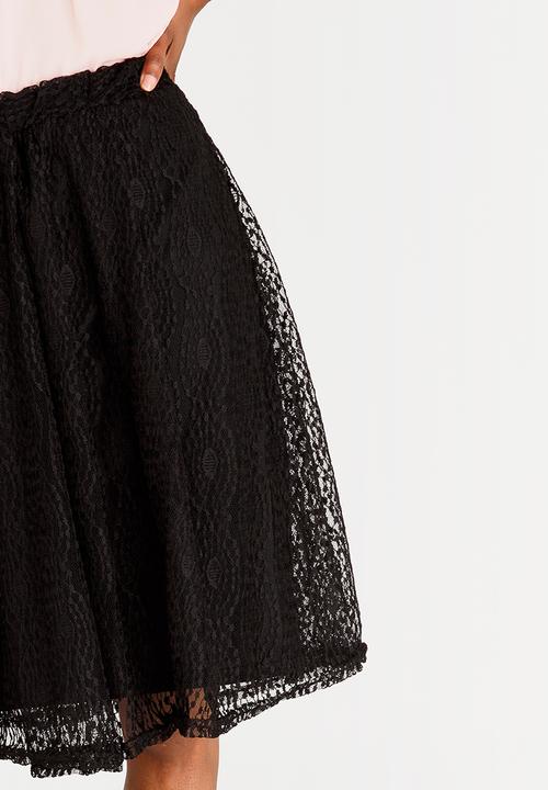 edit - Lace Midi Skirt Black