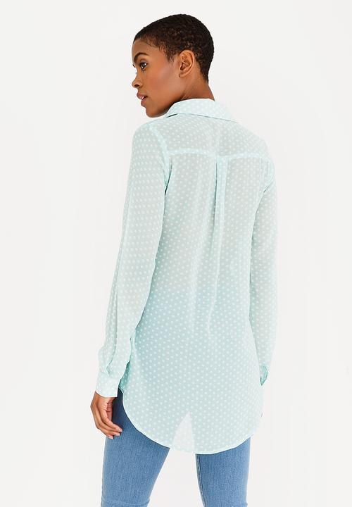 edit - Long Sleeve Button Down Blouse Mint
