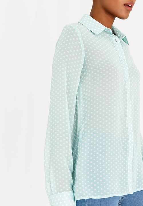 edit - Long Sleeve Button Down Blouse Mint