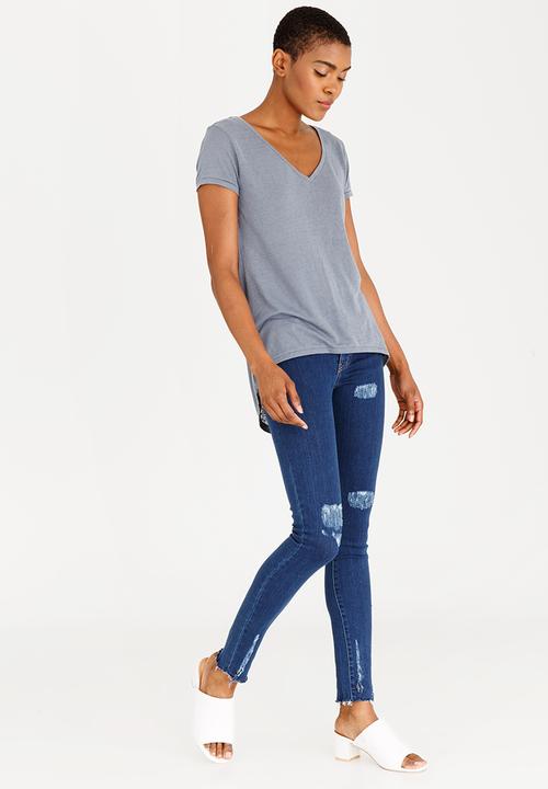 edit - V Neckline Tunic Blue