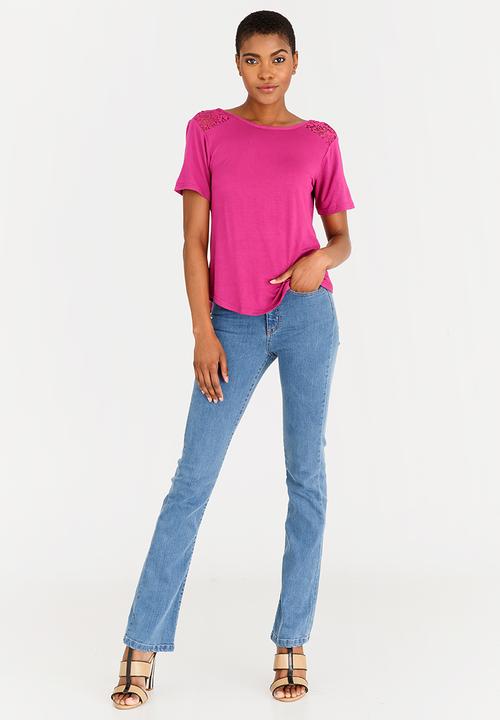 edit - Lace Inset T-shirt Magenta