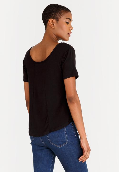edit - Lace Inset T-shirt Black