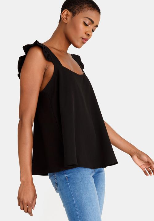 c(inch) - Frill Detail Cami Black