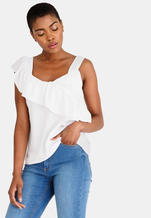 STYLE REPUBLIC - Frill Detail Tank Top White