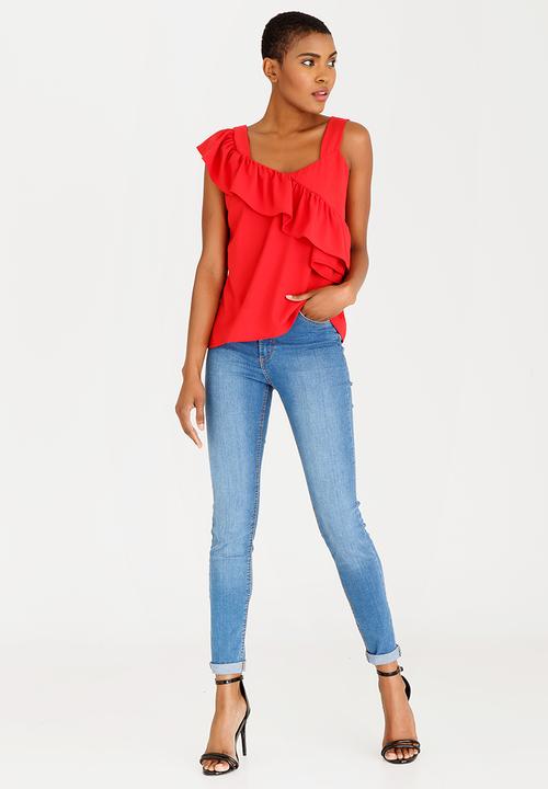 STYLE REPUBLIC - Frill Detail Tank Top Red
