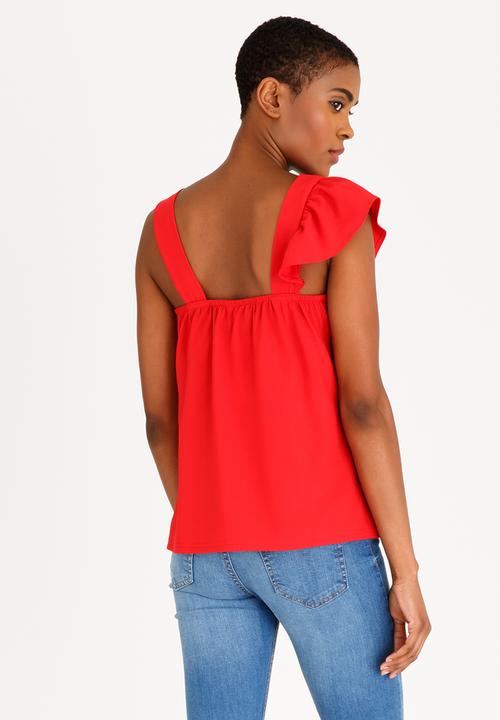 STYLE REPUBLIC - Frill Detail Tank Top Red
