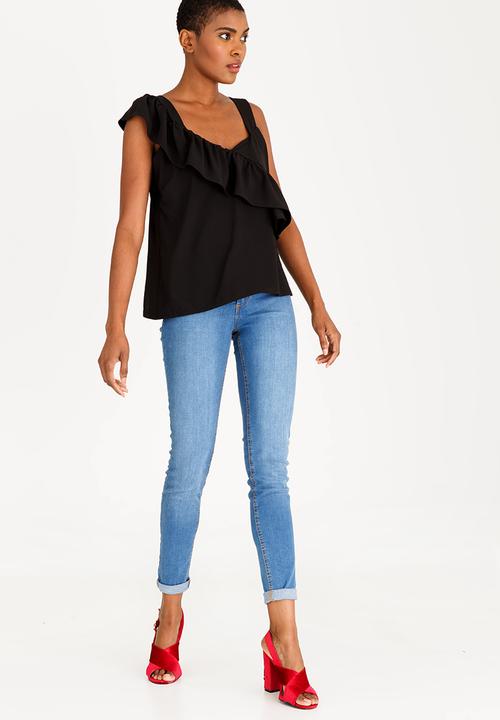 STYLE REPUBLIC - Frill Detail Tank Top Black