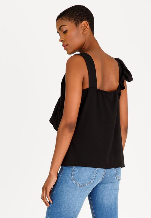 STYLE REPUBLIC - Frill Detail Tank Top Black