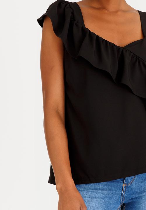 STYLE REPUBLIC - Frill Detail Tank Top Black
