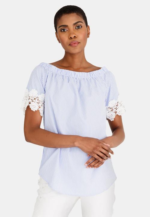 cath.nic - Off The Shoulder Blouse Pale Blue