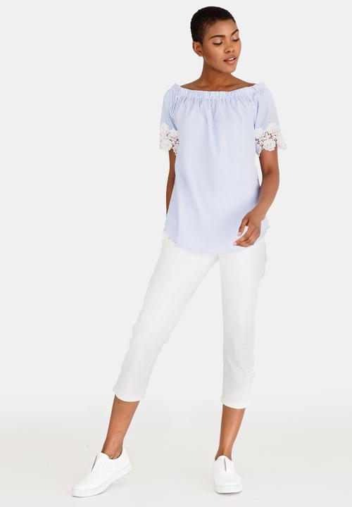 cath.nic - Off The Shoulder Blouse Pale Blue