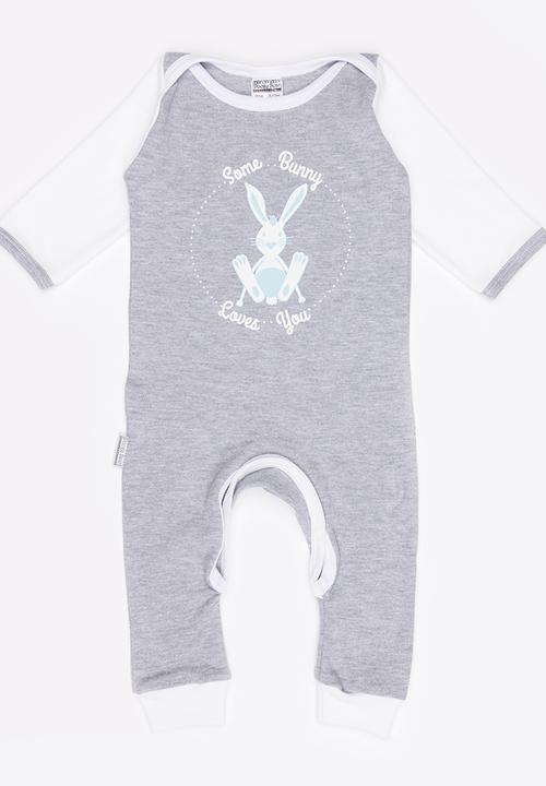Poogy Bear - Envelope Babygrow Grey