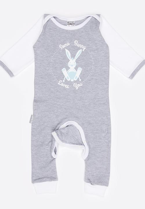 Poogy Bear - Envelope Babygrow Grey